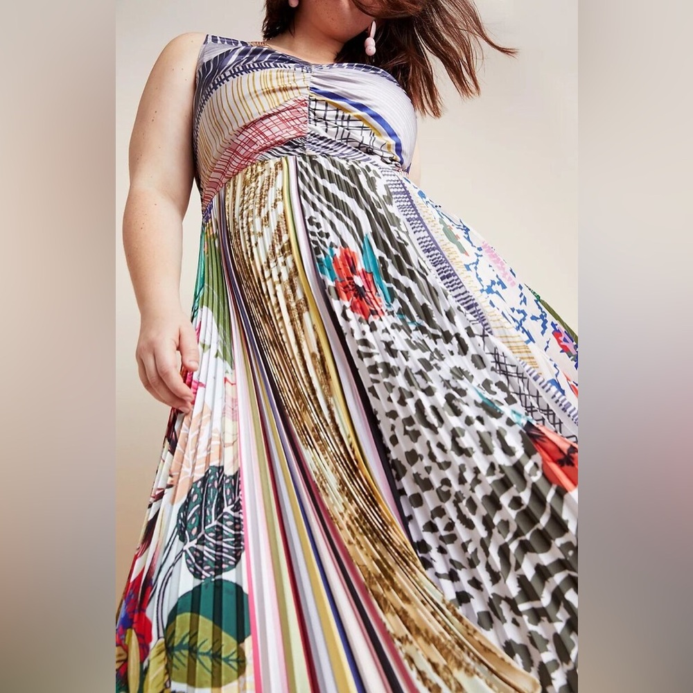 Anthropologie Geisha Designs Jacinta Pleated Multicolor Dress - Picture 7 of 14
